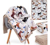 OBSI Couverture de Cheval - 127 x 152,4 cm - Couverture Luxueuse et Douce - Cadeau de Cheval Le Plus apprécié pour Les Filles, Les Femmes et Les Amateurs de Chevaux Partout
