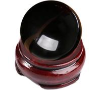 Obsidian Crystal Ball with Wooden Stand Crystal Ball Gemstone Sphere Figurine Black Decorative Obsidian Sphere for Home Witchcraft,Dia1.2