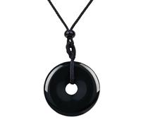 Obsidienne Noire, 30mm Pendentif Feng Shui Disque Paix Obsidienne Noire Bijoux Naturels Protection Energie Positive Cadeau Homme Femme Accessoire Spirituel