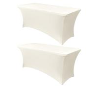 Obstal Lot de 2 nappes extensibles rectangulaires universelles en élasthanne pour tables pliantes standard, pour mariage, banquet et fête, 183 x 76 x 76 cm, crème