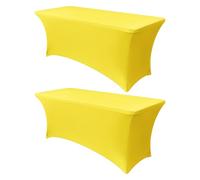 Obstal Lot de 2 nappes extensibles rectangulaires universelles en élasthanne pour tables pliantes standard, pour table pliante, mariage, banquet et fête, 183 x 76 x 76 cm, jaune