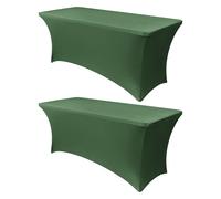 Obstal Lot de 2 nappes rectangulaires universelles Extensibles en élasthanne pour Tables Pliantes Standard, pour Mariage, Banquet et fête, 183 x 76 x 76 cm, Vert noirâtre