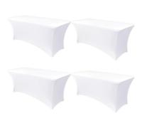 Obstal Lot de 4 nappes de table extensibles rectangulaires universelles en élasthanne pour mariage, banquet et fête, 1,8 m, blanc