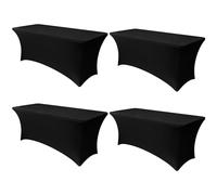 Obstal Lot de 4 nappes de Table Extensibles rectangulaires universelles en élasthanne pour Mariage, Banquet et fête, 1,8 m, Noir