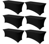 Obstal Lot de 6 Housses de Table Extensibles rectangulaires universelles en élasthanne pour Tables de 1,8 m - pour Mariage, Banquet, fête (Noir, 183 x 76,2 x 76,2 cm)