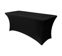 Obstal - Nappe de table extensible rectangulaire universelle en élasthanne pour tables pliantes standards, pour mariage, banquet et fête, 2,4 m (noir, 243,8 x 76,2 x 76,2 cm)