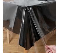 Obstal Nappe rectangulaire en Plastique Transparent 100% imperméable, résistante à l'huile et aux déversements, Lavable pour Table de Salle à Manger, Utilisation en extérieur et intérieur, 137 x 198
