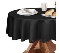 Obstal Nappe Ronde 210 g/m² en Microfibre résistante à l'eau - Nappe décorative pour l'extérieur et l'intérieur - Noir - 177 cm de diamètre