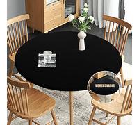 Obstal Nappe Ronde ajustée, réversible, imperméable, résistante aux Taches, élastique, Facile à Nettoyer, pour Une Utilisation extérieure/intérieure, Convient aux Tables Rondes jusqu'à 101,6 à 111,8