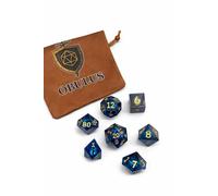OBULUS - Set de 7 Dés Polyédriques Oeil de Dragon avec Pochette en Velours - Dés de Jeu de Rôle DND, Pathfinder, JDR - D4, D6, D8, D10, D12, D20 et D%