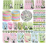 Obussgar Panda Fournitures de Fête d'Anniversaire Thème Panda y compris Sacs Cadeaux et Accessoires