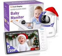 Obvhnua Babyphone 5'' Hd 720p Caméra Bébé Rotative, Vision Nocturne, Vox, Température. Multicolore