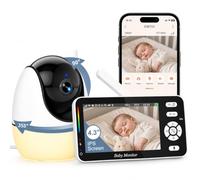 OBVHNUA Babyphone Caméra Bébé WiFi avec Application à Distance | Écran IPS 4,3", suivi automatique, détection des mouvements et des pleurs, vision nocturne, communication bidirectionnelle