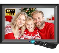 OBVHNUA Cadre Photo Numérique 10,1 Pouces Cadre Digital Cadre Photo Électronique avec Télécommande 1280x800 HD IPS Écran Tactile USB Carte SD Rotation Automatique Photo Vidéo Musique Montage Mural