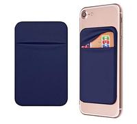 OBVIS Lot de 2 porte-cartes autocollants pour téléphone portable avec adhésif RFID, carte d'identité, carte de crédit, ATM, pour iPhone et Android, bleu, Étui portefeuille