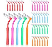 OBYCPIN Brossettes Interdentaires 5 Tailles Precises 0,6mm a 1,5mm - Brossette Dentaire en Forme de L avec Manche Antiderapant pour Appareil Dentaire et Hygiene Interdentaire