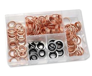 OC-PRO JOINTS DE BOUCHON DE VIDANGE ASSORTIMENT DE 180 JOINTS MÉTALO PLASTIQUES 14x21x2, 16x22x2, 18x24x2, BAGUES B.S. 14 mm, 16 mm BRONZE