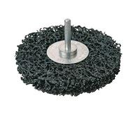 OC-PRO Roue de Décapage en Nylon Non Tissé avec Revêtement de Carbure de Silicium, Tige en Alliage, 100 mm, Gris, Pour Perceuse, Moyen, 24 Grit