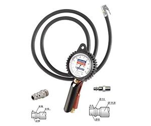 OC-PRO SCHRADER PISTOLET MANOMETRE DE GONFLAGE EURODAINU MICHELIN + EMBOUT STD ET EUROPEEN
