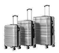 OCACA Lot de 3 valises rigides avec serrure TSA et roue universelle - Extensible - Poignée latérale, Gris + ABS, Moderne