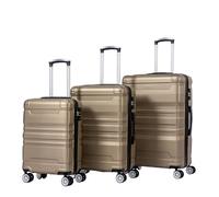 OCACA Lot de 3 valises rigides avec serrure TSA et roue universelle - Extensible - Poignée latérale, Or + ABS, Moderne