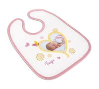 Ocadeau Bavoir personnalisé photo avec une bordure rose - Bavette bébé en textile épais - Impression photo/image en grand - Bavoir bébé personnalisable