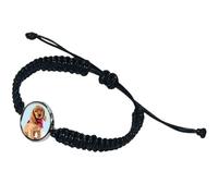 Ocadeau Bracelet tissu noir personnalisé photo - Bracelet fantaisie tissu avec médaillon rond imprimé - Bracelet shamballa avec médaillon rond personnalisable