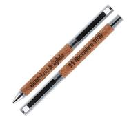 Ocadeau Coffret de 2 stylos en liège avec gravure texte - Parure de 2 stylos en liège avec personnalisation - Stylo bille et stylo roller personnalisable avec coffret assorti