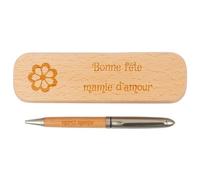 Ocadeau Coffret stylo en bois personnalisé avec gravure texte - Stylo bille en bois dans son écrin personnalisable avec gravure