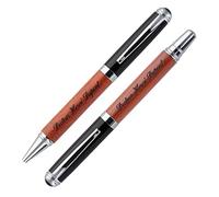 Ocadeau Coffret stylo personnalisé avec gravure texte - Stylos avec mélange bois, laquage noir et liseré chromé à personnaliser - Parure de stylos bois personnalisable
