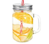 Ocadeau Mason jar en verre transparent personnalisé - Gravure texte sur ce bocal mason jar - Mason Jar avec couvercle et paille