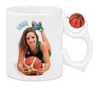 Ocadeau Mug blanc avec anse ballon basket personnalisé photo - Tasse anse basket imprimé - Mug personnalisable en céramique avec ballon basket
