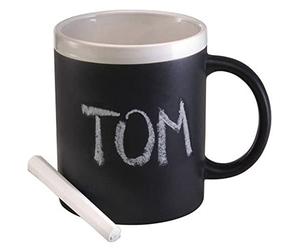 Ocadeau Mug coloré avec aspect ardoise et craie pour écrire dessus - Tasse ardoise couleur au choix (blanc, bleu ou rouge)