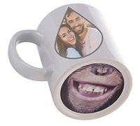 Ocadeau Mug personnalisé blanc photo avec fond singe qui rit - Tasse blanche imprimée photo avec fond singe - Tasse personnalisable avec fond insolite