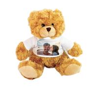 Ocadeau Ours Brun en Peluche avec Photo à Personnaliser - Ours en Peluche Marron avec t-Shirt Blanc à Personnaliser