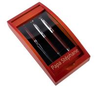 Ocadeau Parure de stylos pour bureau avec gravure - Stylo bille, stylo plume et coupe papier - Coffret en bois à personnaliser avec votre texte gravé