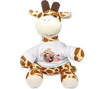 Ocadeau Peluche Girafe Personnalisable avec Votre Photo sur Tee Shirt Blanc à Personnaliser