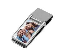 Ocadeau Pince à Billets en métal argenté avec Personnalisation Photo Rectangle - Pince à Billet Rectangle personnalisée avec Votre Photo
