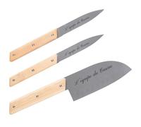 Ocadeau Set de 3 Couteaux Personnalisés Gravés - Coffret couteaux de Cuisine Avec Pochette Textile à Personnaliser