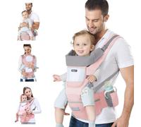 Ocanoiy Portabebés para recién nacidos a niños pequeños con soporte lumbar réglable talla única para todos los niños pequeños 360 para todas las estaciones (rose)