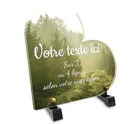 OCAP-FUNERAIRE.COM Plaque funéraire Coeur Personnalisable en plexi Motif Forêt de Sapin Chasse, différentes Tailles, épaisseur 6mm, personnalisée sur Plusieurs Lignes 15x15 cm
