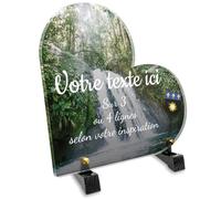 OCAP-FUNERAIRE.COM Plaque funéraire Coeur Personnalisable en plexi Motif Régional Cascade Guadeloupe, différentes Tailles, épaisseur 6mm, personnalisée sur Plusieurs Lignes 15x15 cm