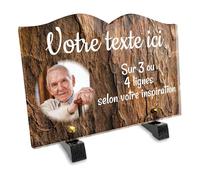 OCAP-FUNERAIRE.COM Plaque funéraire Livre avec Photo Personnalisable en plexi Motif Écorce d'arbre, différentes Tailles, épaisseur 6mm, personnalisée sur Plusieurs Lignes 22x15 cm