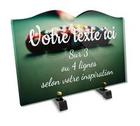 OCAP-FUNERAIRE.COM Plaque funéraire Livre Personnalisable en plexi Motif Boule de Billard 03, différentes Tailles, épaisseur 6mm, personnalisée sur Plusieurs Lignes 30x20 cm