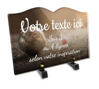OCAP-FUNERAIRE.COM Plaque funéraire Livre Personnalisable en plexi Motif Boule de pétanque 01, différentes Tailles, épaisseur 6mm, personnalisée sur Plusieurs Lignes 30x20 cm