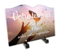 OCAP-FUNERAIRE.COM Plaque funéraire Livre Personnalisable en plexi Motif Colombes et Mains 03, différentes Tailles, épaisseur 6mm, personnalisée sur Plusieurs Lignes 30x20 cm