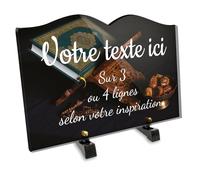 OCAP-FUNERAIRE.COM Plaque funéraire Livre Personnalisable en plexi Motif Coran, différentes Tailles, épaisseur 6mm, personnalisée sur Plusieurs Lignes 30x20 cm