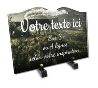 OCAP-FUNERAIRE.COM Plaque funéraire Livre Personnalisable en plexi Motif Paysage Train à Vapeur, différentes Tailles, épaisseur 6mm, personnalisée sur Plusieurs Lignes 30x20 cm