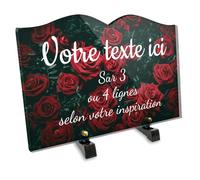 OCAP-FUNERAIRE.COM Plaque funéraire Livre Personnalisable en plexi Motif Roses, différentes Tailles, épaisseur 6mm, personnalisée sur Plusieurs Lignes 30x20 cm
