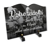 OCAP-FUNERAIRE.COM Plaque funéraire Livre Personnalisable en plexi Motif Vélo Course, différentes Tailles, épaisseur 6mm, personnalisée sur Plusieurs Lignes 30x20 cm